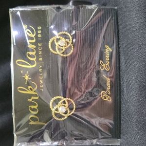 NIB Park Lane gold swirl and center crystal earrings